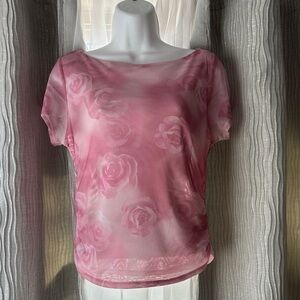 Madden Girl Pink Rose Print Blouse